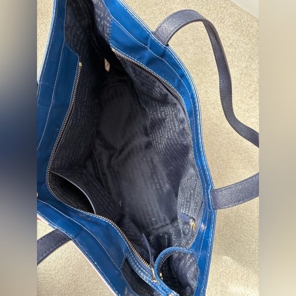 Kate Spade Going Places World Map Tote Bag Travel Print Rare Navy Pink - Picture 8 of 9